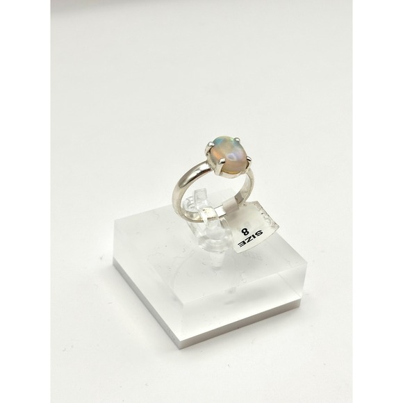 Ethiopian Opal Sterling Silver Handmade‎ Ring Size 8 - Picture 2 of 8